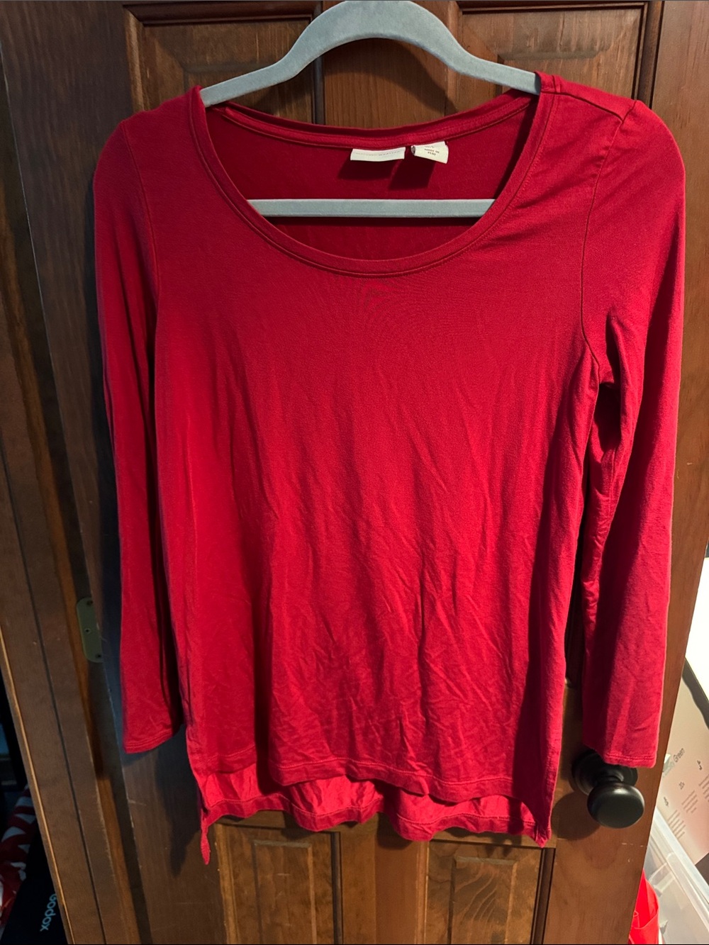 mercer & madison Bright Red Long Sleeve Scoop Neck Tee